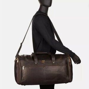 David King Luggage, Boston, Dark Coffee Brown Leather Weekend Travel Duffel